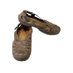 Earth Brown Leather Sandals Women’s Size 8B Adjustable Ankle Strap Breathable